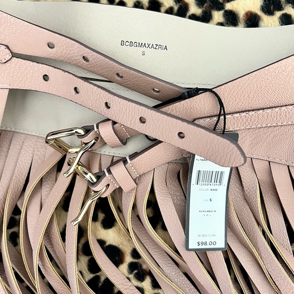 NWT BCBG Max Azria Blush Pink Fringe Waist Belt size Small. - Picture 4 of 9